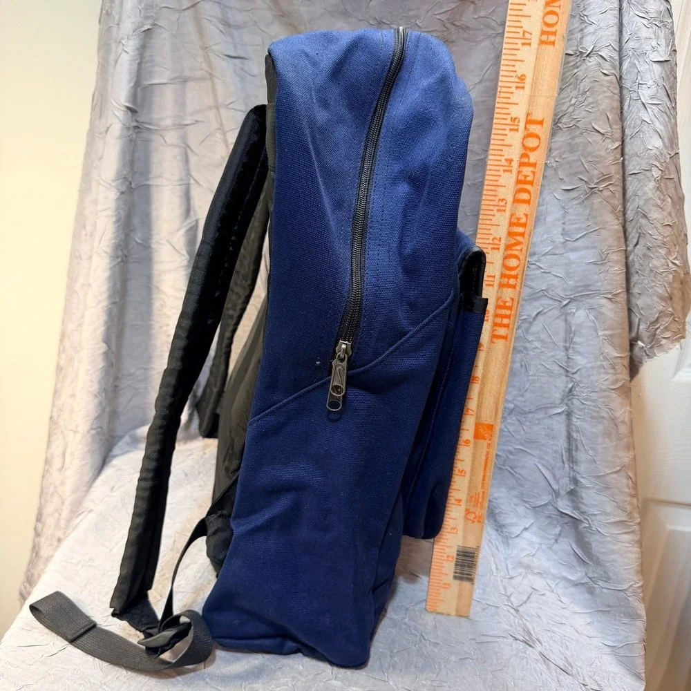 Vintage Nike Navy Blue Canvas Backpack Embroidered Swoosh Logo Korea Made Bag